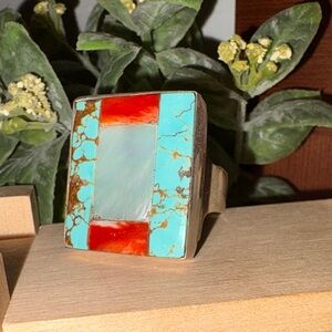 Oscar BETZ Turquoise Ouster Shell Mop Stone 925 Ring